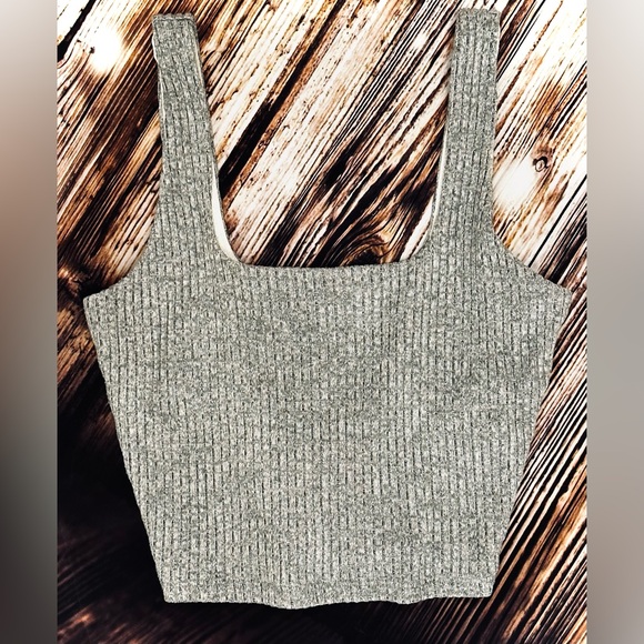 ABERCROMBIE & FITCH || Cozy Rib Squareneck Tank in Grey - SZ Small - Picture 4 of 5